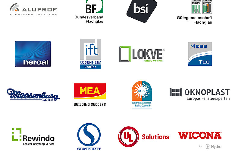 The graphic shows the logos of all co-exhibitors at the special show "climate.proof.build". (Source: ift Rosenheim)