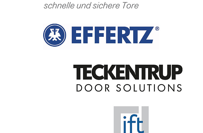 Logos der vier Aussteller (EFAFLEX, EFFERTZ, TECKENTRUP, ift-Rosenheim)