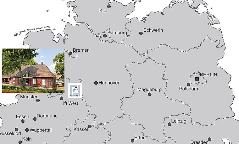 Deutschlandkarte mit Standorten des ift