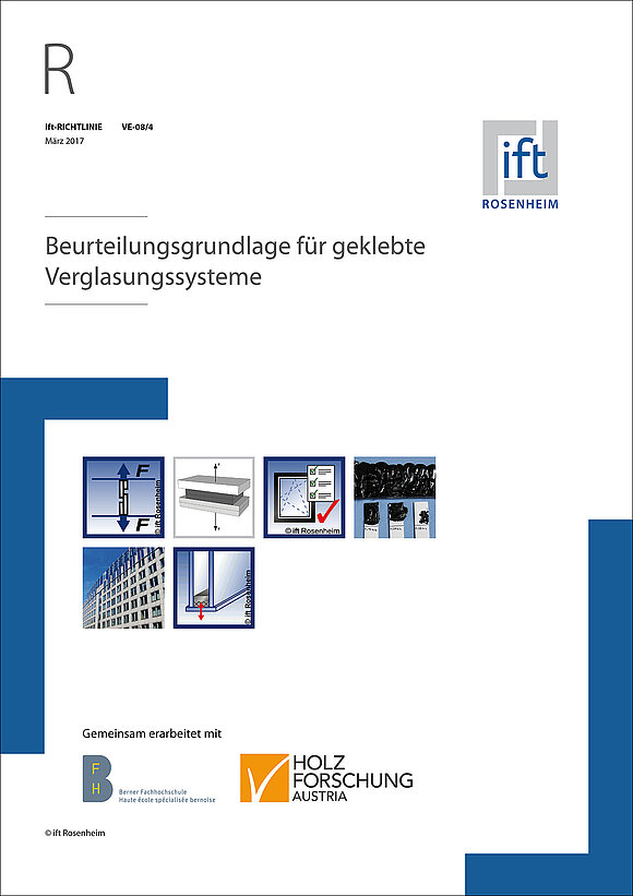 Cover des Buches "Beurteilungsgrundlage für geklebte Verglasungssysteme" (ift-Richtlinie VE-08/4)