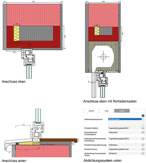 Das Schaubild zeigt die Planung des oberen und unteren Baukörperanschlusses im ift-Montageplaner mit Screenshot.