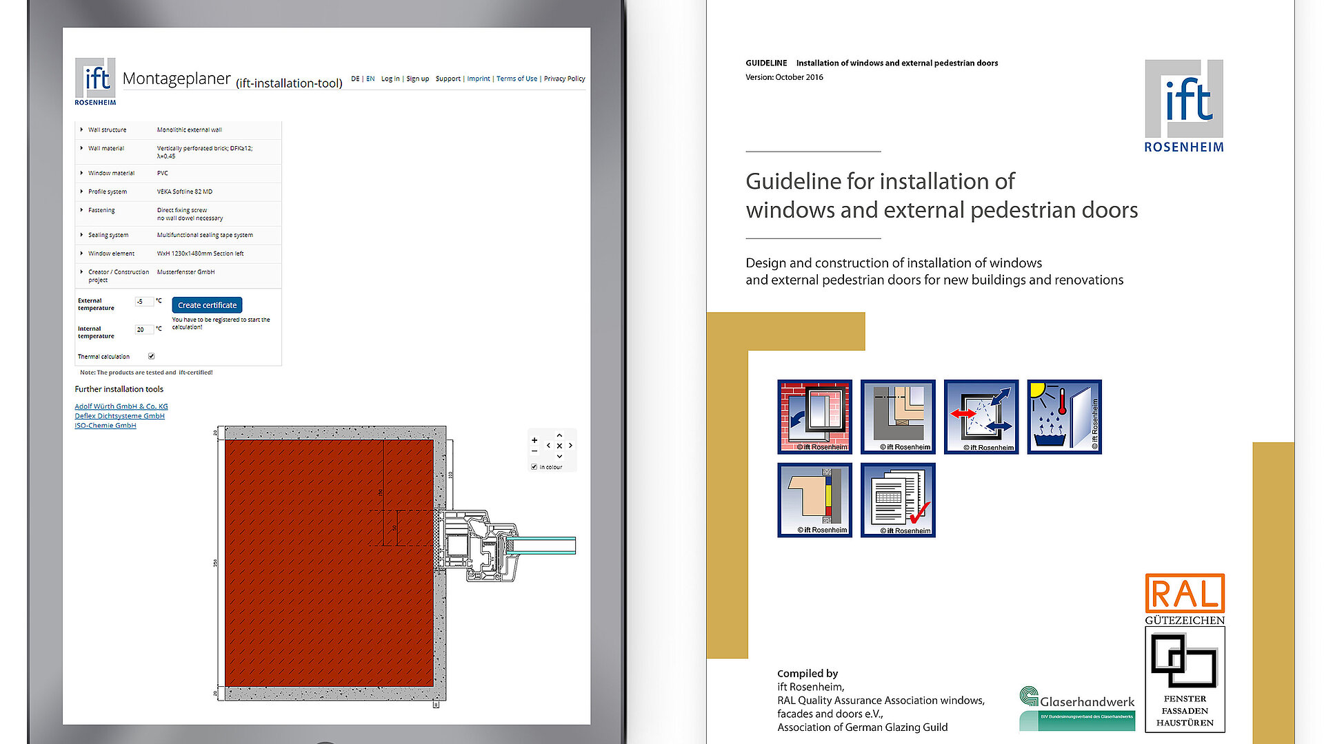 ift assembly planner in english on tablet and cover of assembly guide in english