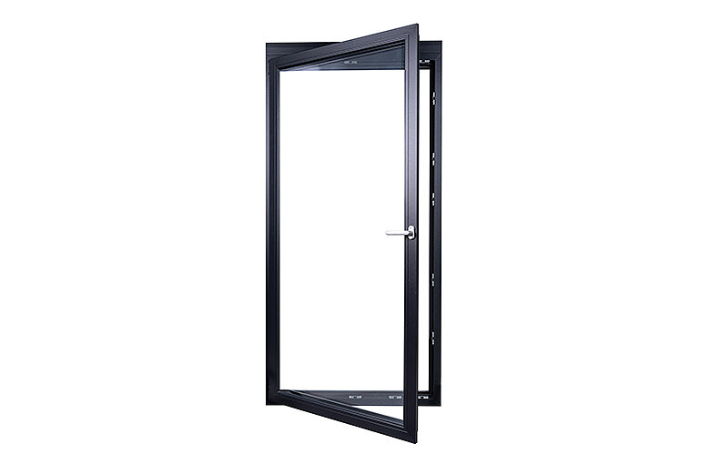 ECOFUSION - balcony door (76 mm) with heat-reflecting film on the outside, PAD ventilation, controllable sun protection and titanium dioxide glazing (TiO2) 