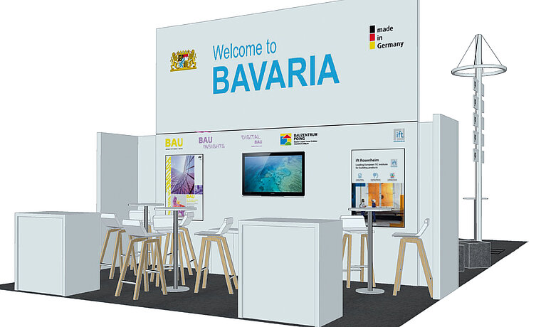 3D rendering of a trade fair stand
