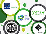 Logos der wichtigen Nachhaltigkeitszertifizierungen DGNB, BNB, BREEAM und LEED