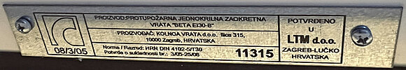 In the picture you can see a plaque of the "C" mark in croatian language