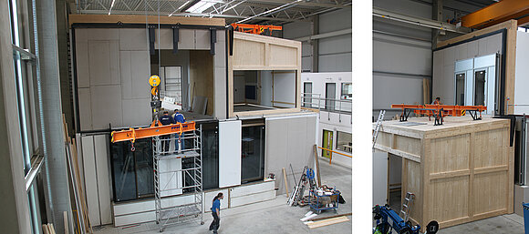 Das Foto zeigt das neue ift-Schall-Labor zur Prüfung von Bauelementen bis zu einer max. Abmessung von 11 m × 12 m auf Luft-/Trittschall, Flankenschallübertragung nach nationalen, europäischen und amerikanischen Normen